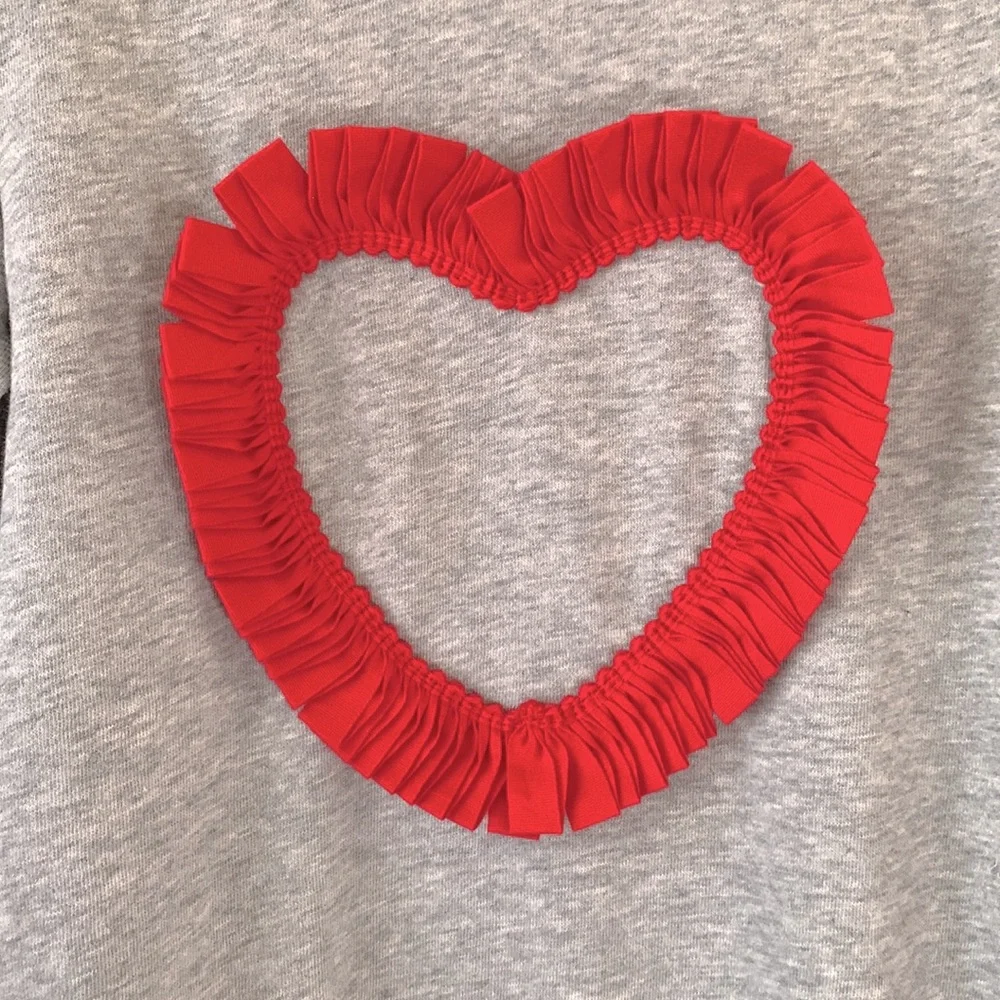 Gap Kids Girl's Gray Ruffle Applique Heart Sweatshirt Dress Size 10